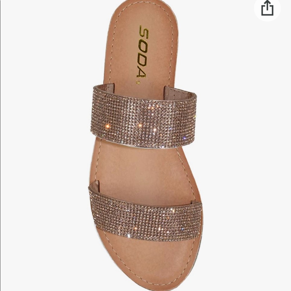 Casual Bling Rhinestone Double Strap sandals